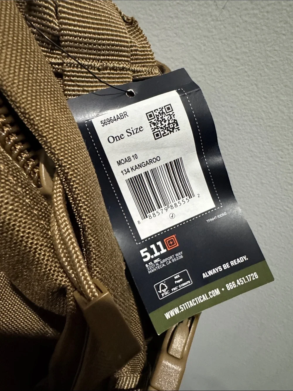 NWT 5.11 Tactical Rush Moab 10 Sling Pack 18L, Kangaroo
